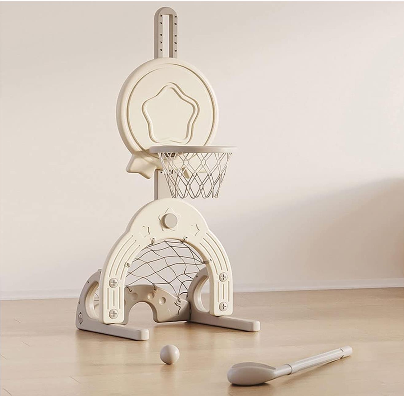 Basketbalstandaard Ster - Wit met goaltje, golfstick en 3 ballen