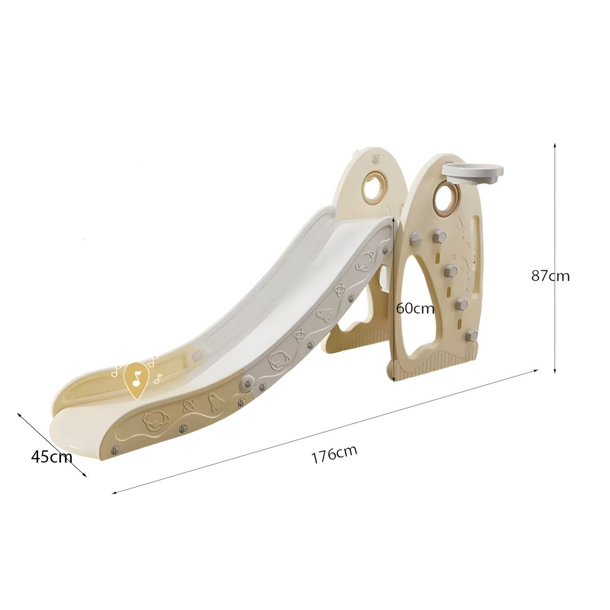 Glijbaan XL Inklapbaar Crème/Beige voor binnen en buiten, groot inklapbaar kinderspeeltoestel voor peuters en kleuters