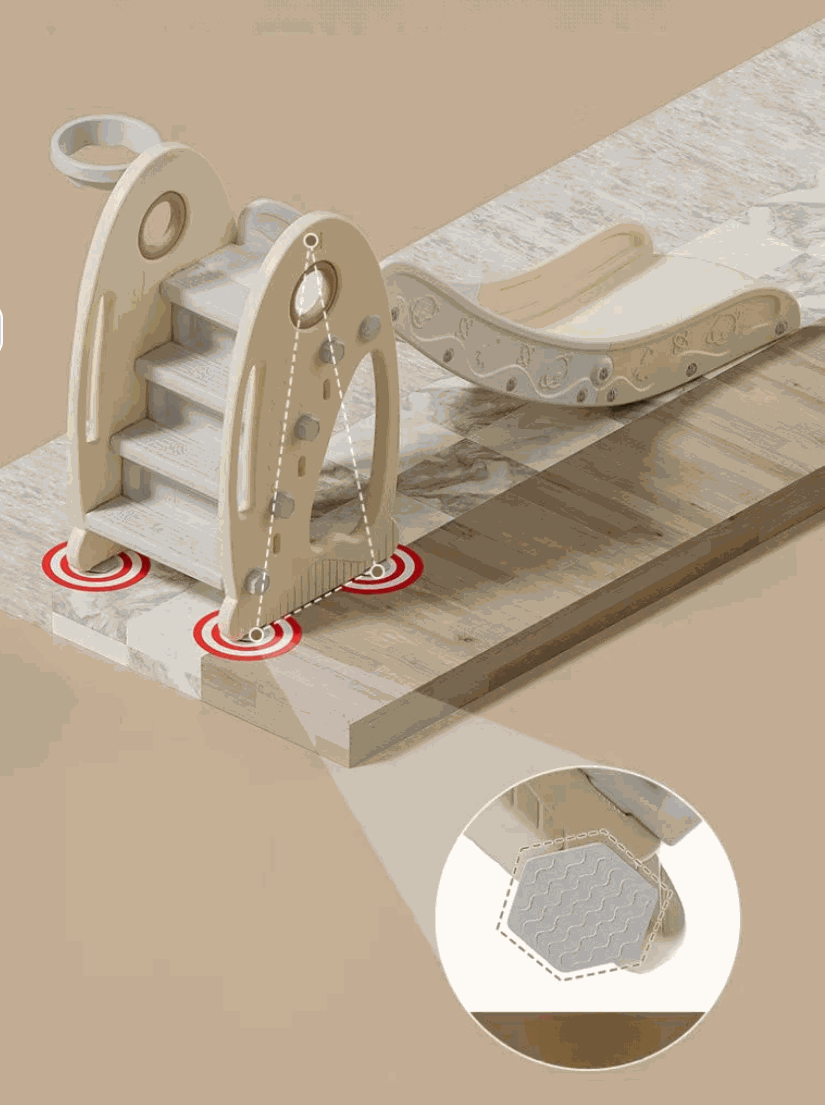 Inklapbare Glijbaan XL Crème voor peuters en kleuters, duurzaam kunststof met antislip treden, geschikt voor binnen en buitengebruik