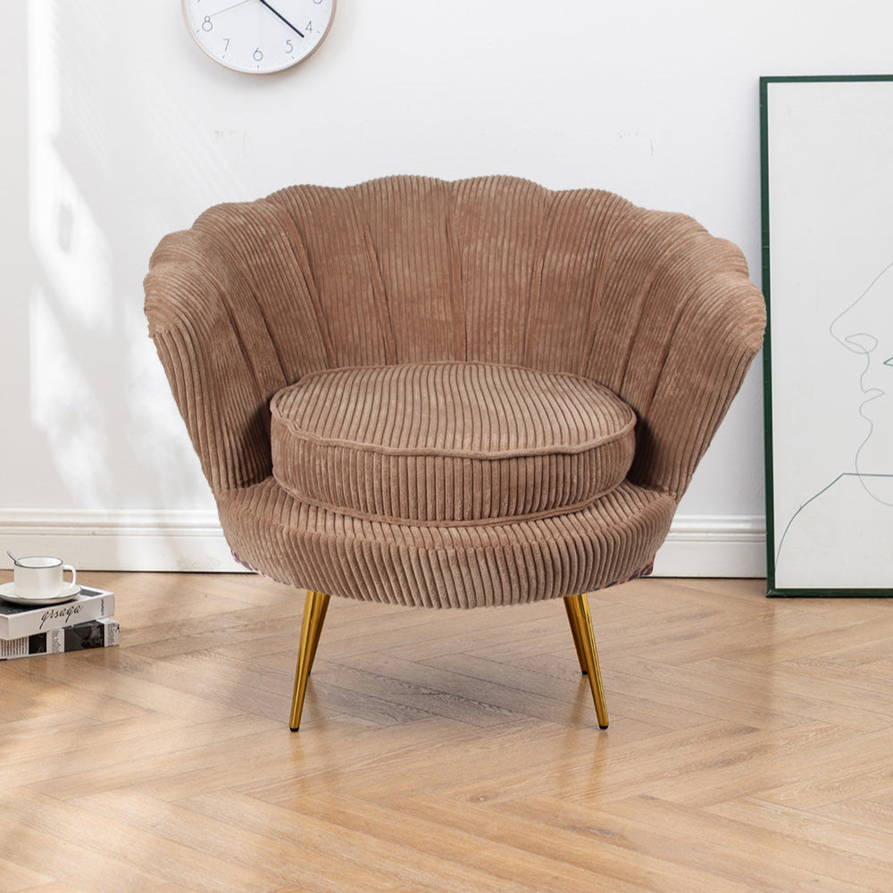 Rib Schelp Fauteuil Stoel Bruin