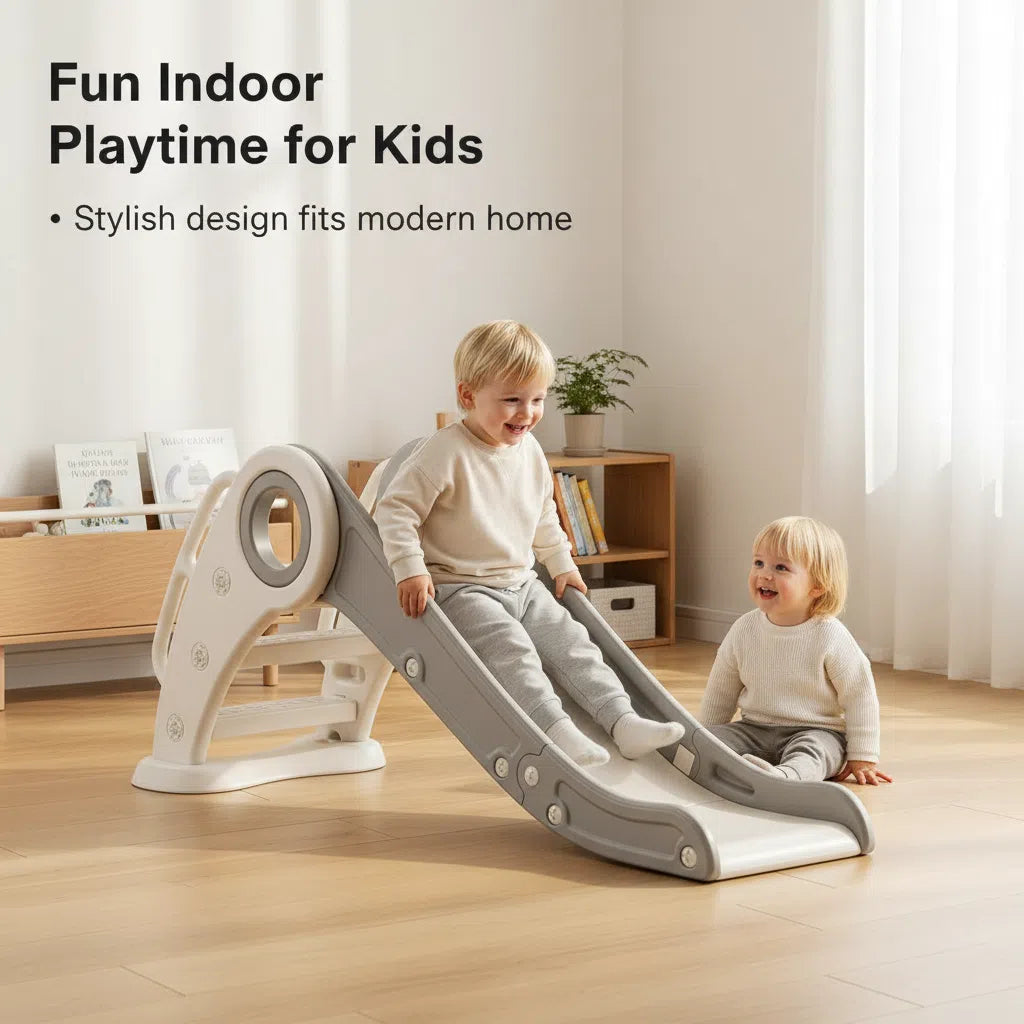 Glijbaan Peuter Inklapbaar Wit/Donkergrijs voor binnen en buiten