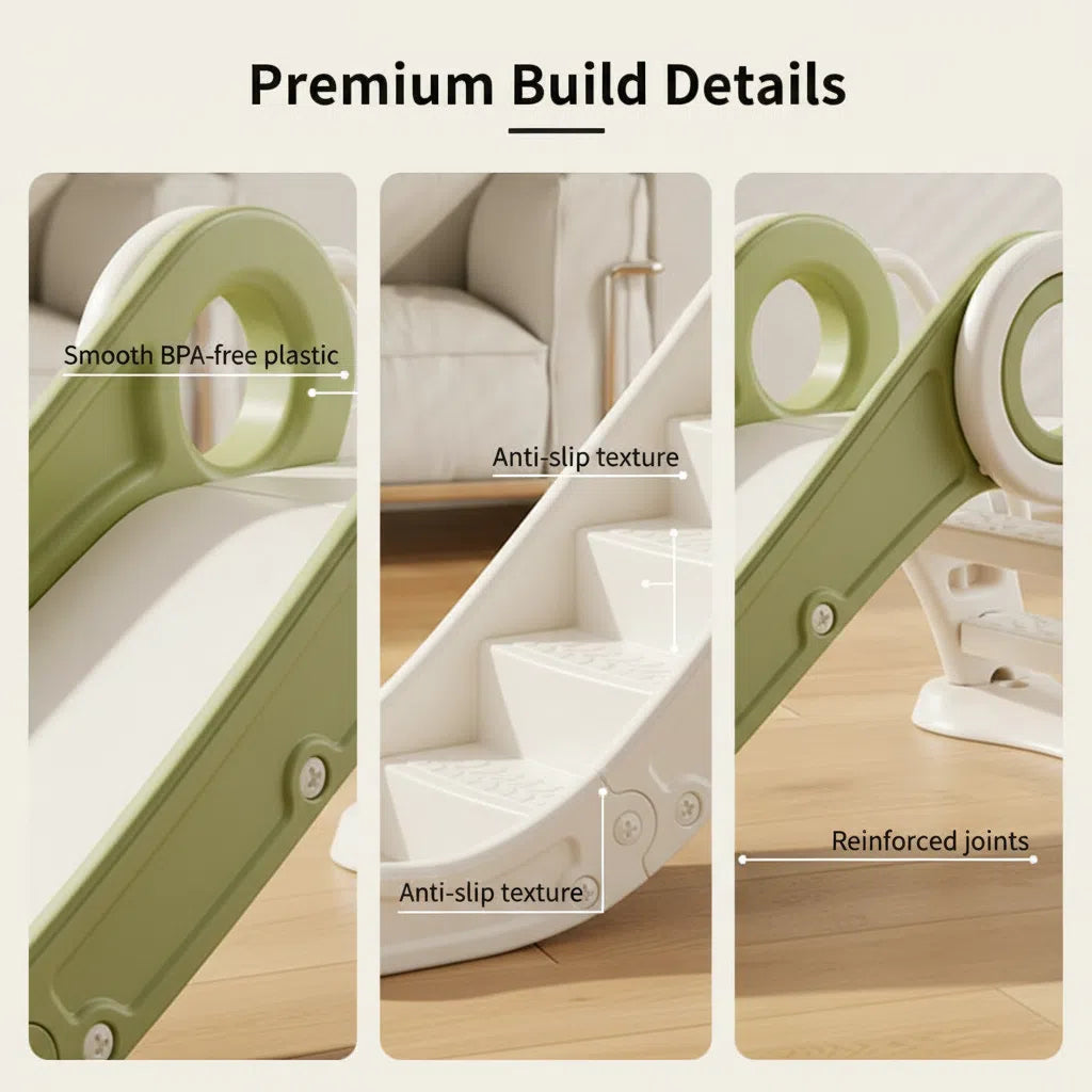 Glijbaan Peuter Inklapbaar Wit/Groen voor binnen en buiten