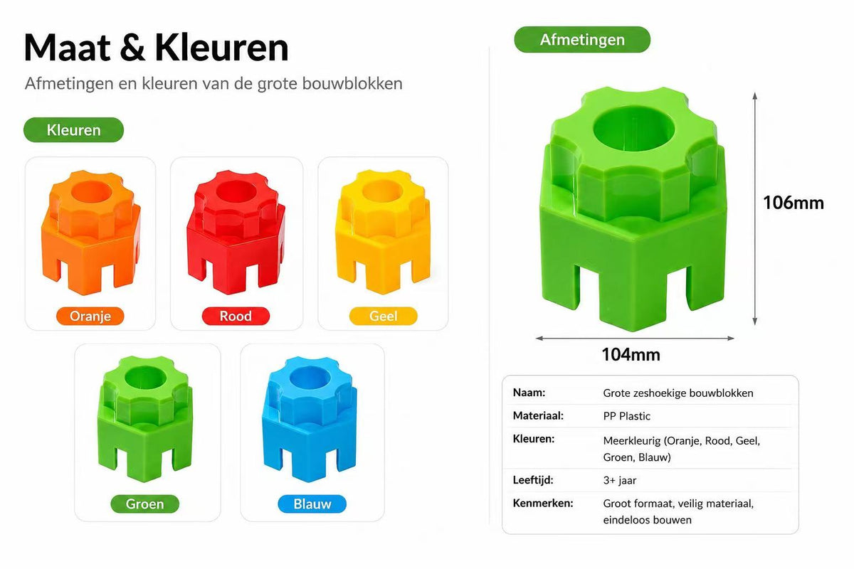 Groot Constructiespeelgoed Hexagon - 50 stuks | Russle