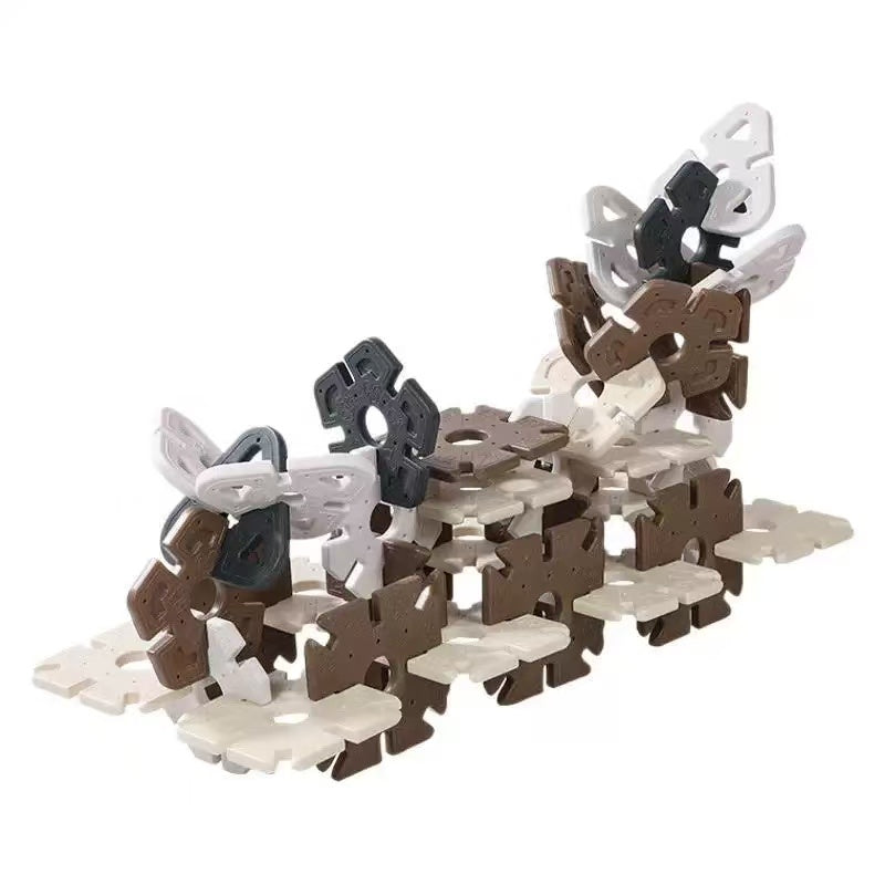 Groot Constructiespeelgoed Snowflake - Beige/Bruin - 30 stuks | Russle