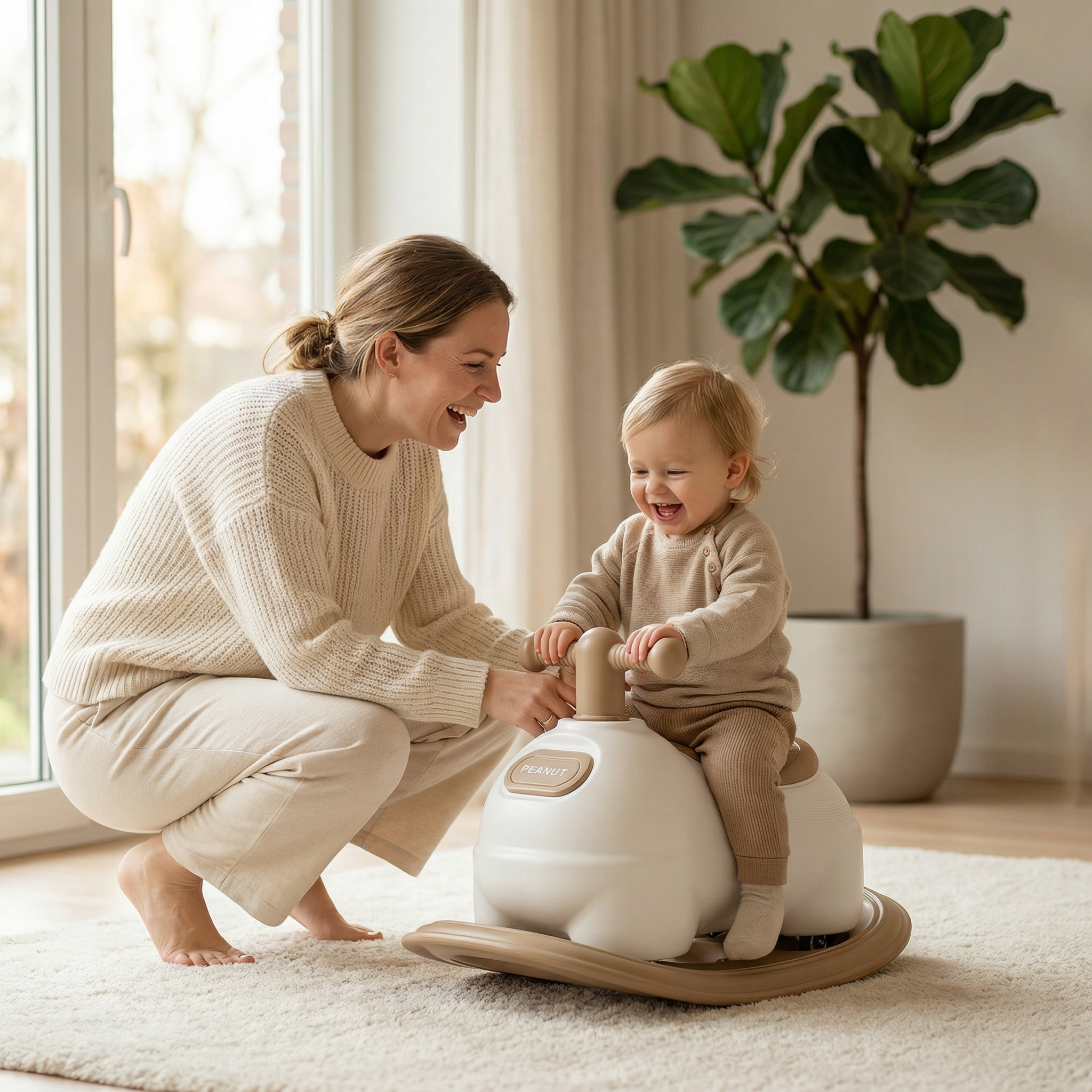 Hobbelfiguur Kunststof Car Beige