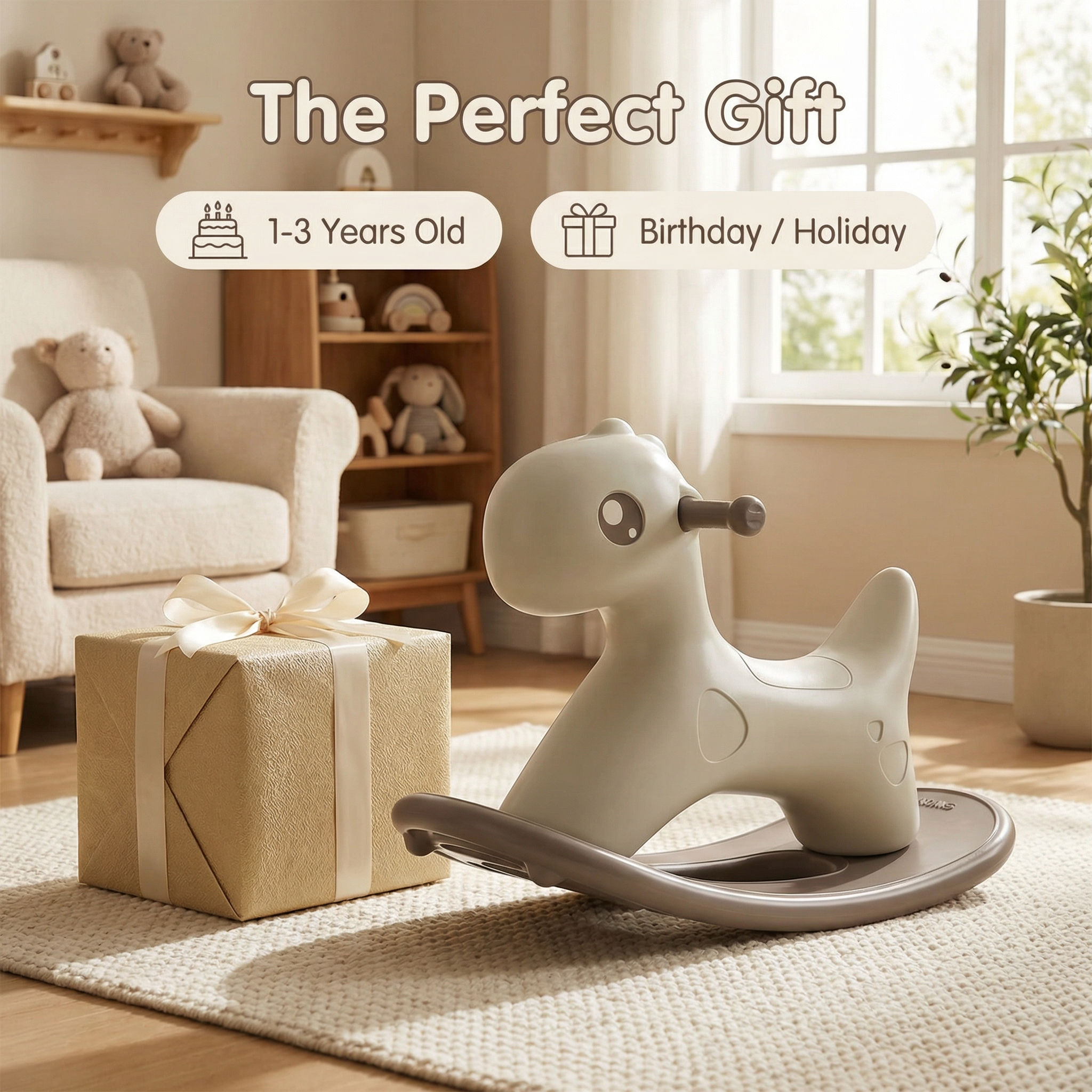 Hobbelfiguur Kunststof Cute Bruin