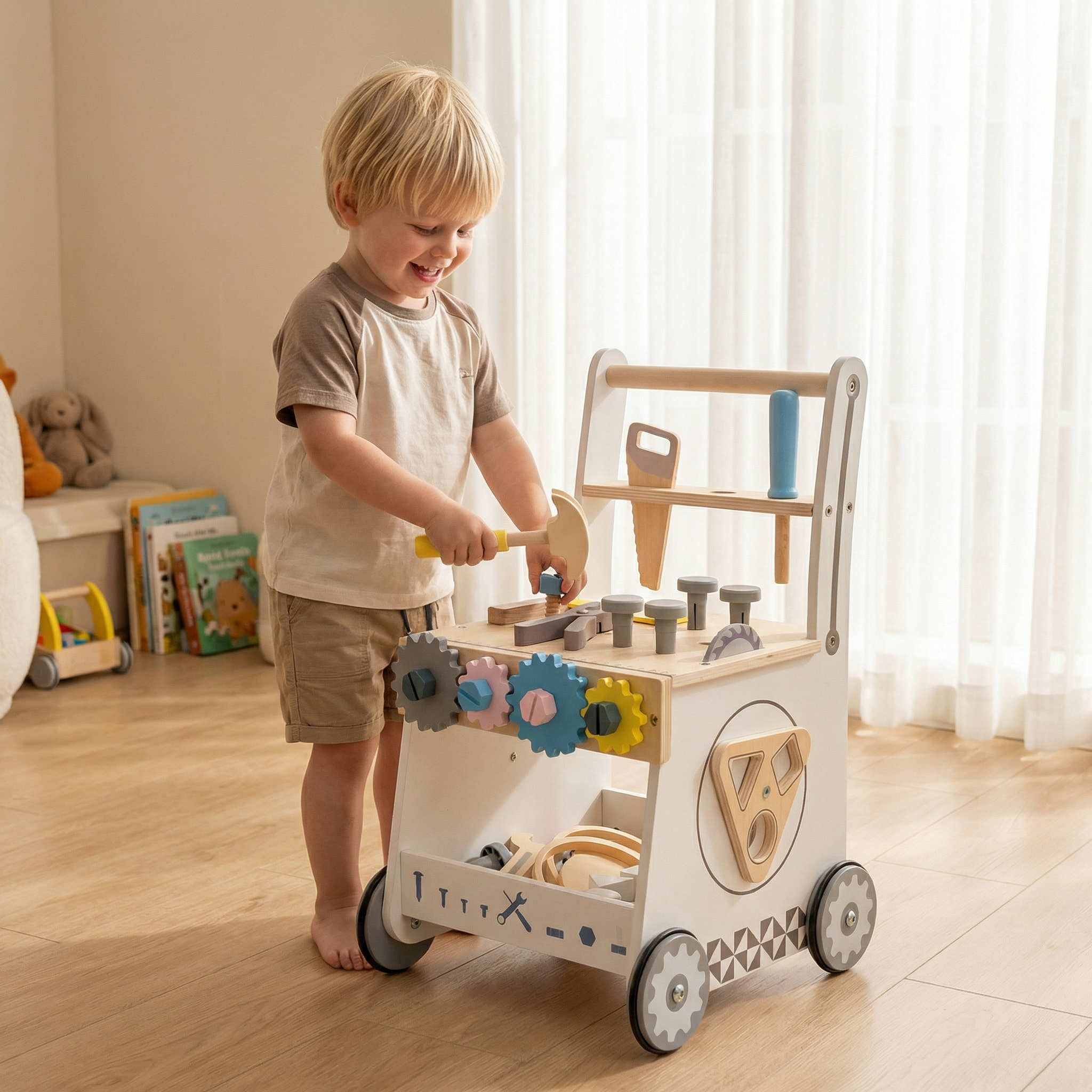 Loopwagen-Trainer Hout met gereedschap