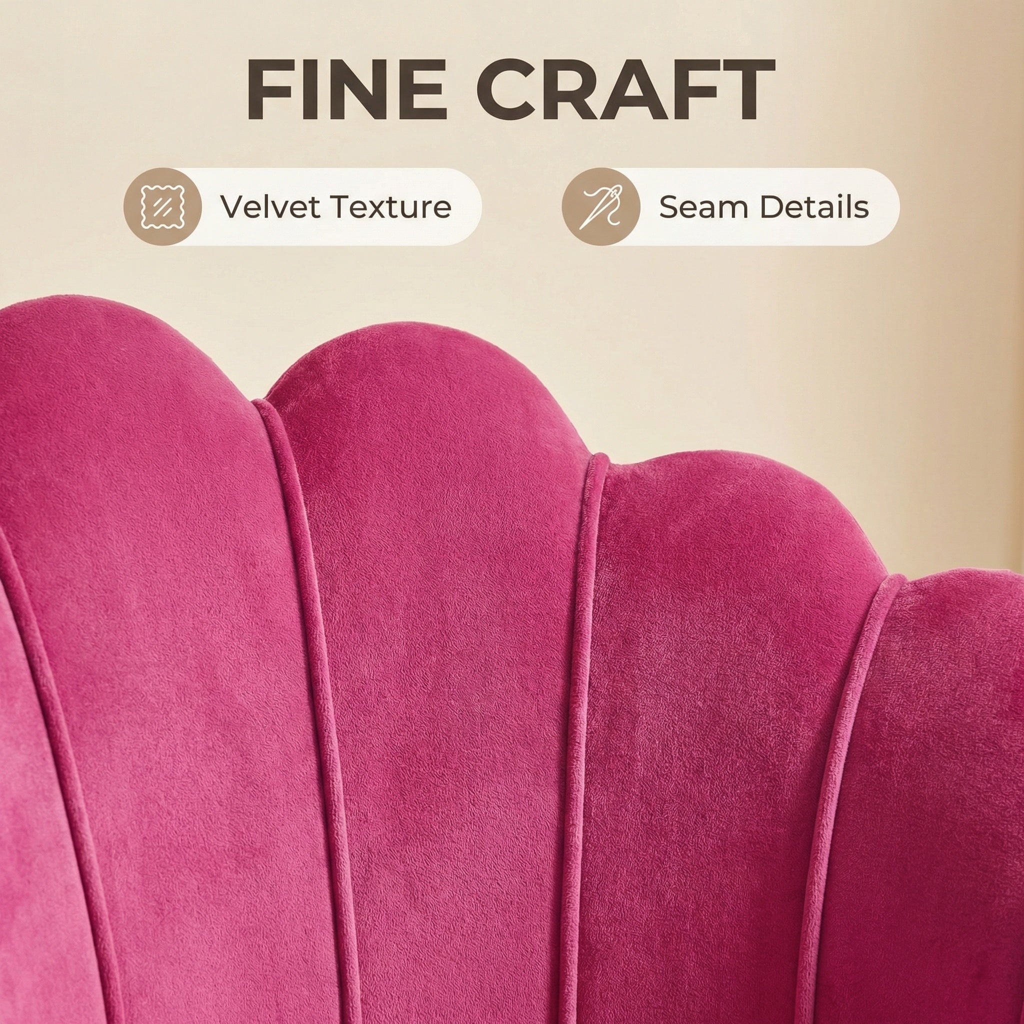 Velvet Schelp Bureaustoel Fuchsia met Goudkleurig onderstel