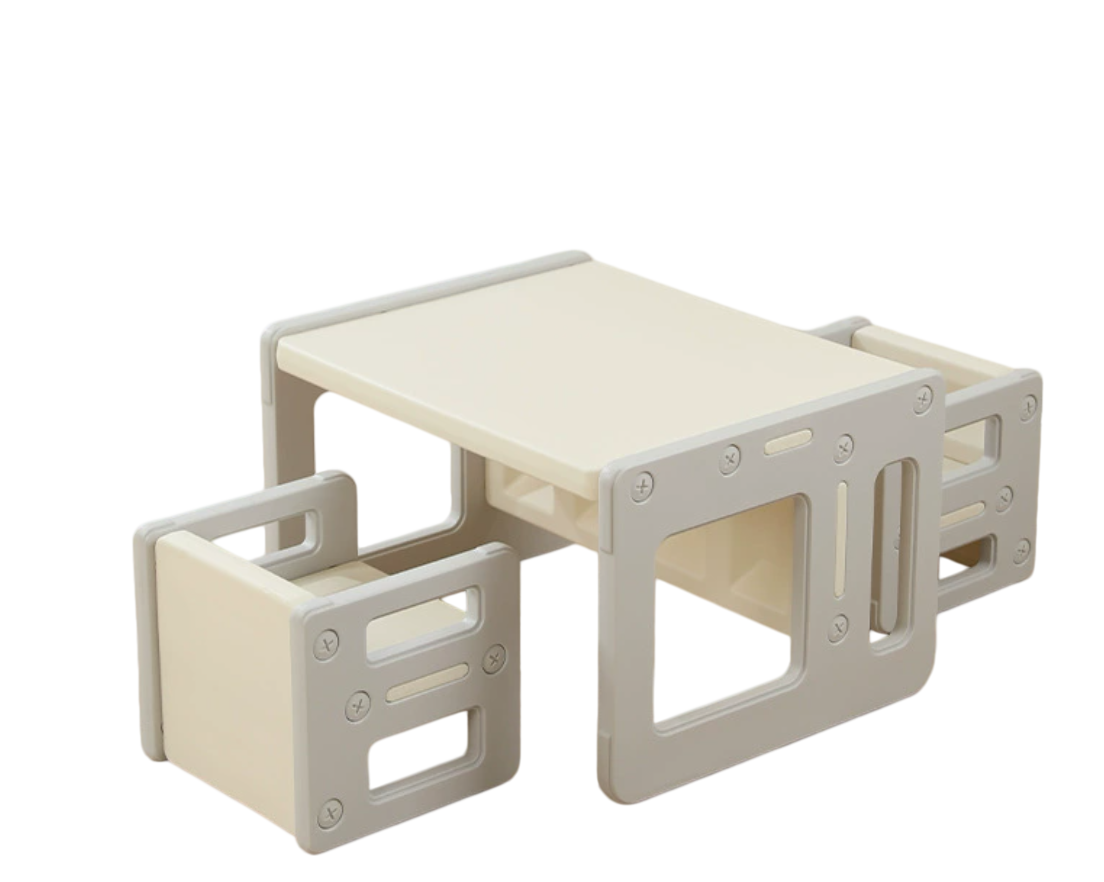 Setje Tafel en Stoelen Modern Grijs