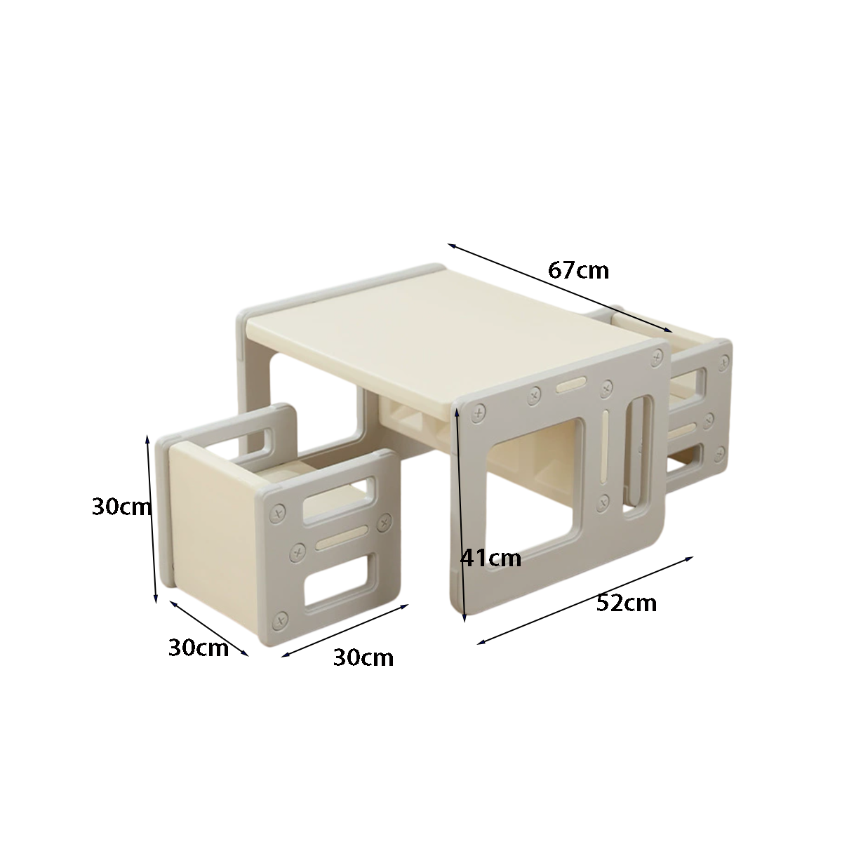 Setje Tafel en Stoelen Modern Grijs