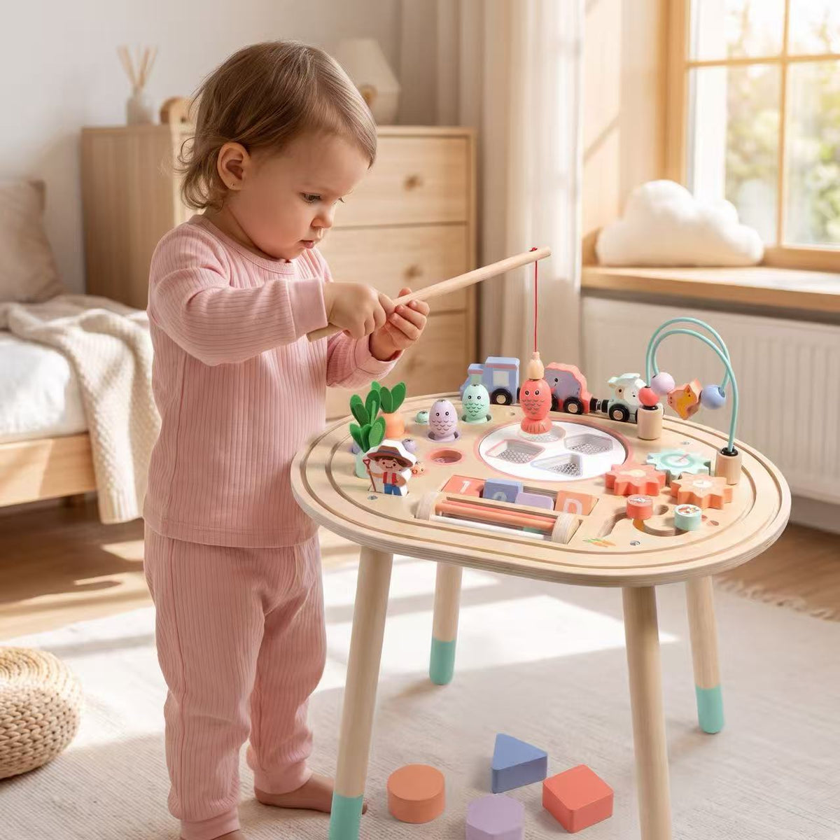 Houten Activiteitentafel met Visspel en Vormpjes | Russle