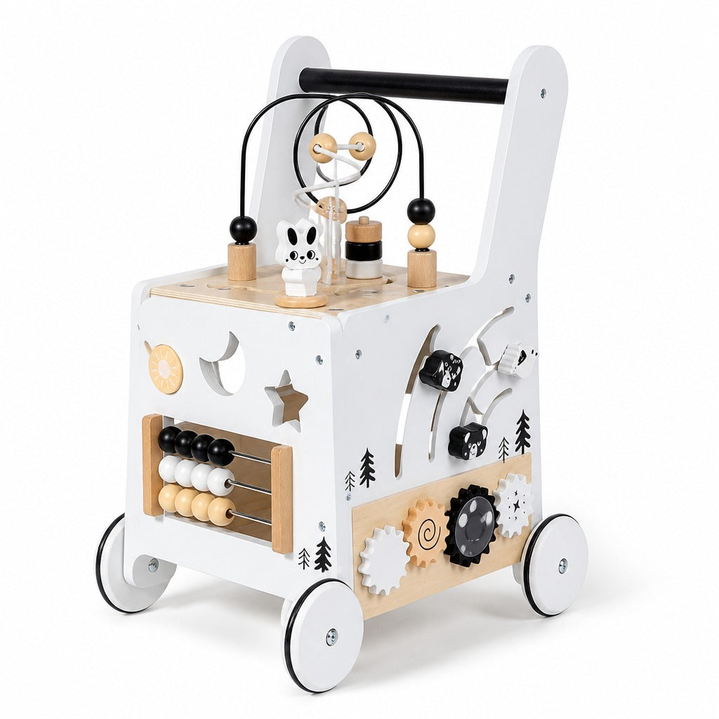 Houten Loopwagen - Trainer - Zwart/Wit | Russle
