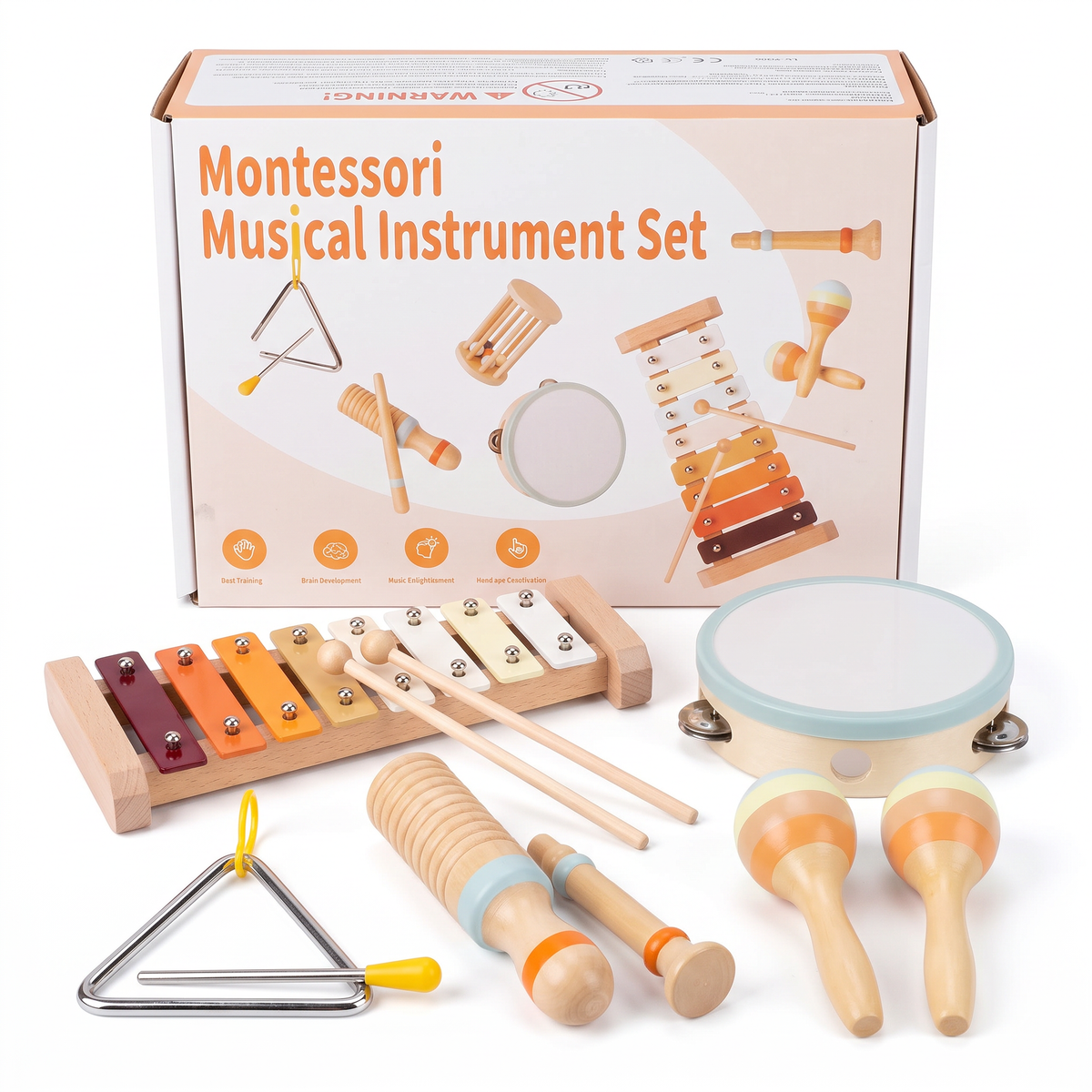 Houten Muziekset Montessori Oranje | Russle
