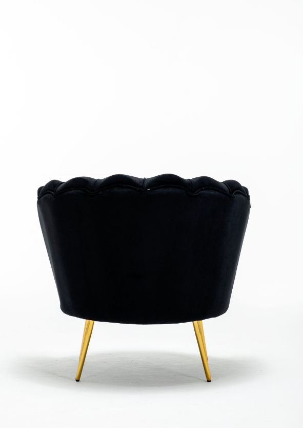Velvet Schelp Fauteuil Stoel Zwart
