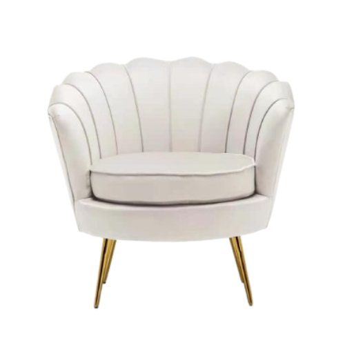Velvet Schelp Fauteuil Stoel Crème