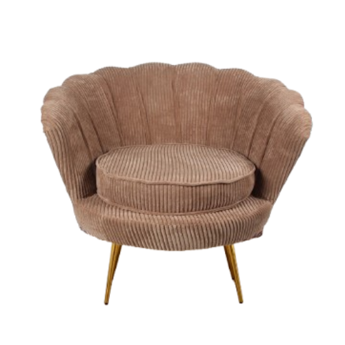 Rib Schelp Fauteuil Stoel Bruin