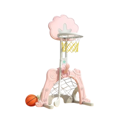 Basketbalstandaard Boom- Roze met goaltje, golfstick en 3 ballen